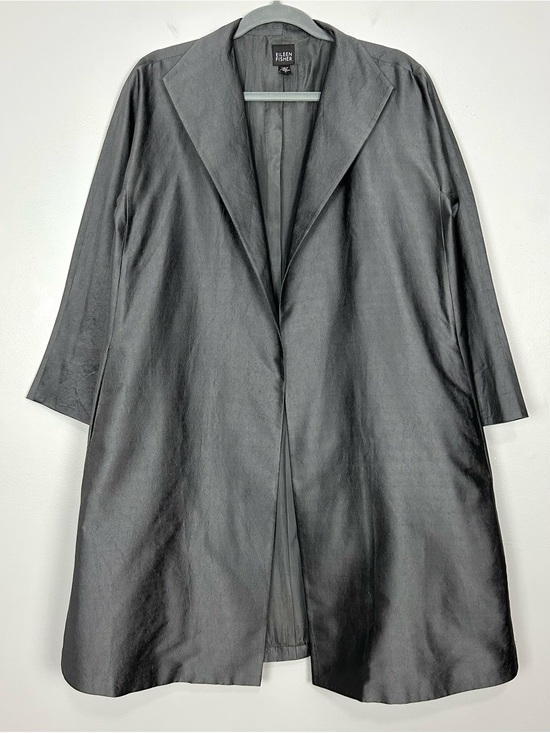 Eileen Fisher Jackets & Blazers - Eileen Fisher Silk Trench Jacket Women’s Size S Open Front Pockets Quiet Luxury